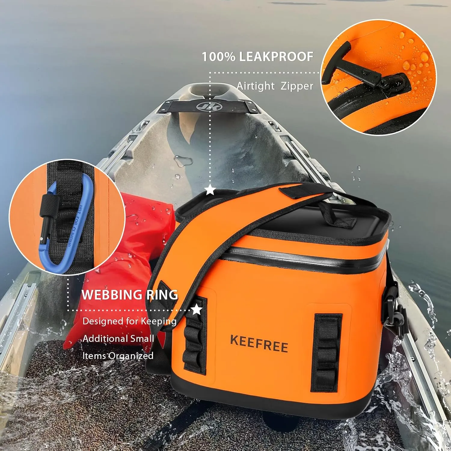 KEEFREE Soft Cooler 8 Cans,Insulated Bag Leakproof with Zipper for Lunch Drink Beverage Picnic Beach Hiking Fishing Camping Travel