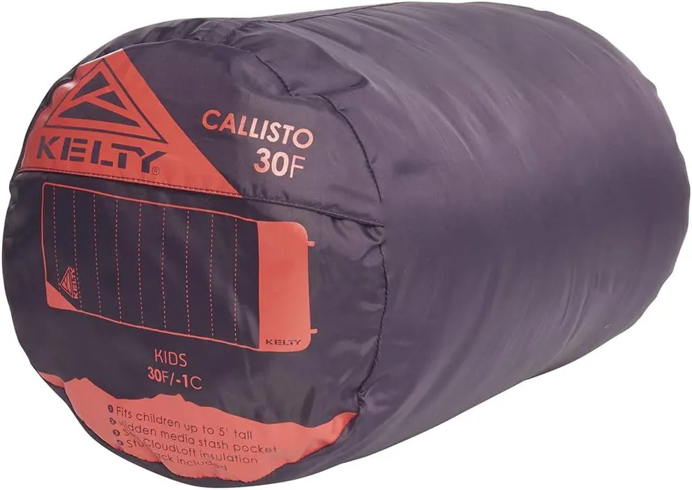 Kelty Camping-and-Hiking-Equipment Kelty Callisto Kids 30 Degree Synthetic Insulated Sleeping Bag, Soft Shell, Stuff Sack Included for Boys and Girls