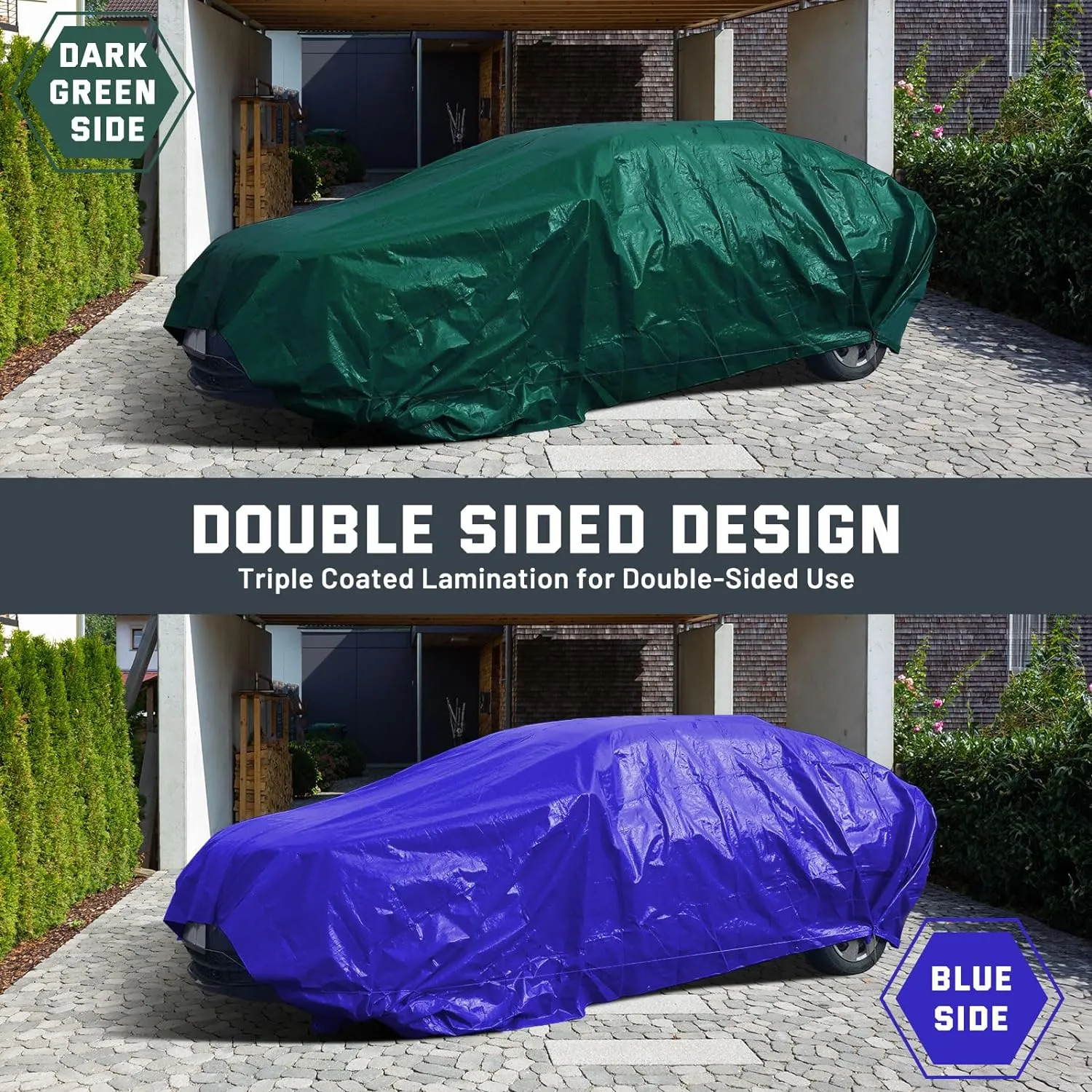 Kesfitt Tarp Heavy Duty Waterproof 10x12FT,16 Mil Thick Tarps Tear&Fade Resistant,UV Resistant,Poly Tarp Cover with Grommets and Reinforced Edges for Outdoor Camping Pools Boat Car(Green/Blue)