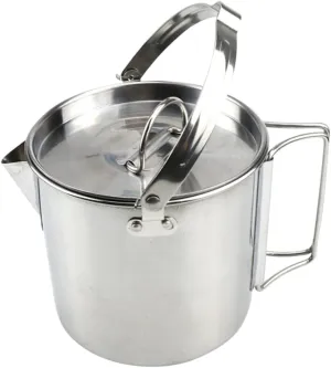 KESYOO Stainless Steel Kettle Collapsible Boiling Pot for Camping Easy Pour Spout Hangable Design for Hot Soup Tea Convenient Outdoor Cookware for Hiking and Picnics