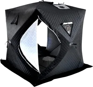 KEULEN Winter Fishing Tent, 3-Layer Cotton Outdoor Winter Camping Ice Fishing Shelter with Chimney Hole, Waterproof Fiberglass Rod, Pop Up Sauna Tent, Portable Square Hiking Tent, for Ice Fishing