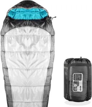 KHOMO GEAR Sleeping Bag Mummy Style - 3 Season - Camping & Outdoors - Grey