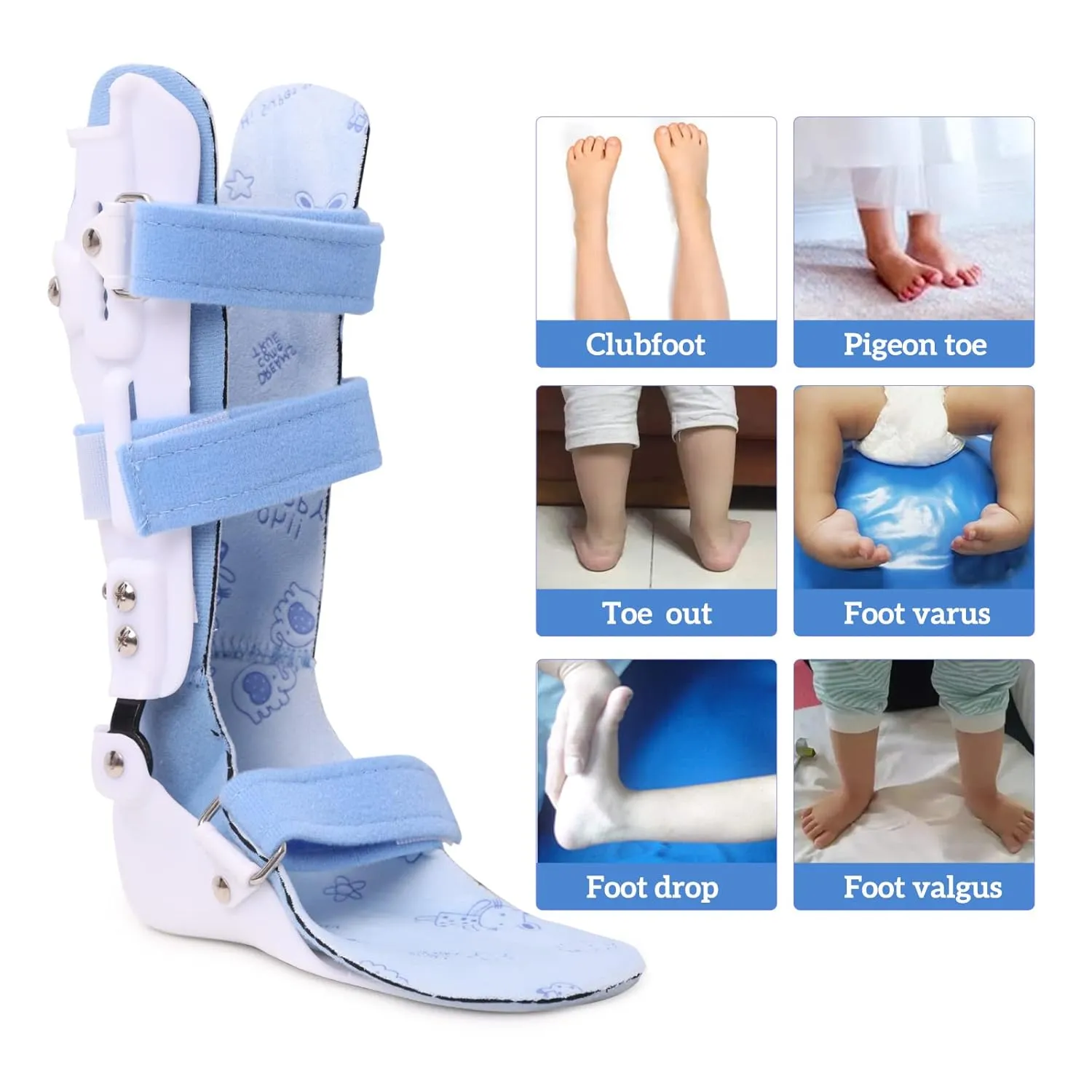 Kids AFO Drop Foot Brace Children Ankle Foot Orthosis for Toddler Pediatric Afo Night Splint Othopedic Baby Drop Foot Support Walking with Shoes or Sleeping （Left）