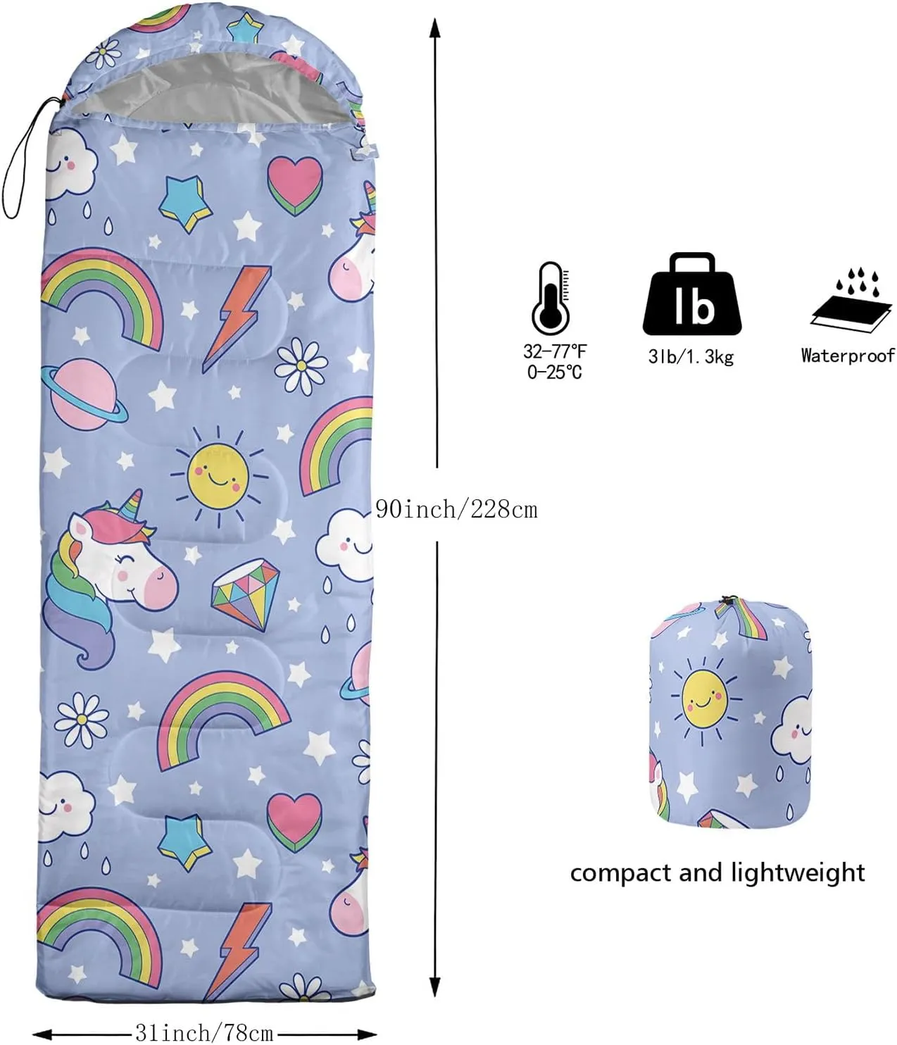 Kids Sleeping Bag for Boys Girls,3D Basketball Print-Lightweight Warm Portable Outdoor Indoor-Waterproof Cold Weather Resistant Sleeping Bag for Camping Hiking