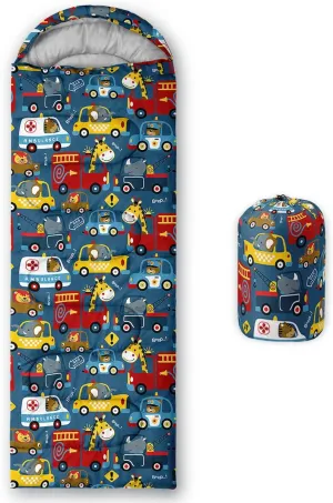 Kids Sleeping Bag for Boys Girls,Rocket Astronaut Moon Print-Lightweight Warm Portable Outdoor Indoor-Waterproof Cold Weather Resistant Sleeping Bag for Camping Hiking