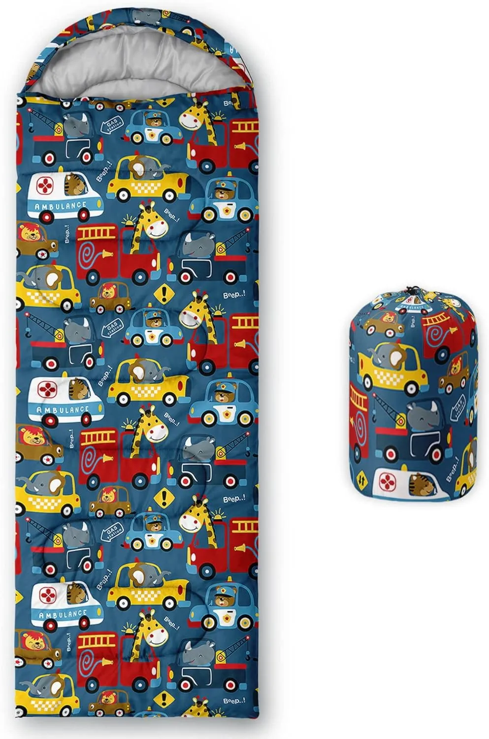Kids Sleeping Bag for Boys Girls,Rocket Astronaut Moon Print-Lightweight Warm Portable Outdoor Indoor-Waterproof Cold Weather Resistant Sleeping Bag for Camping Hiking