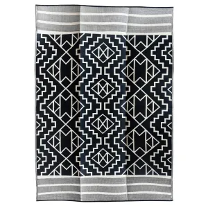 Kilimanjaro Black And Cream Foldable Waterproof Large Indoor Caravan Mats - 270x360 CM