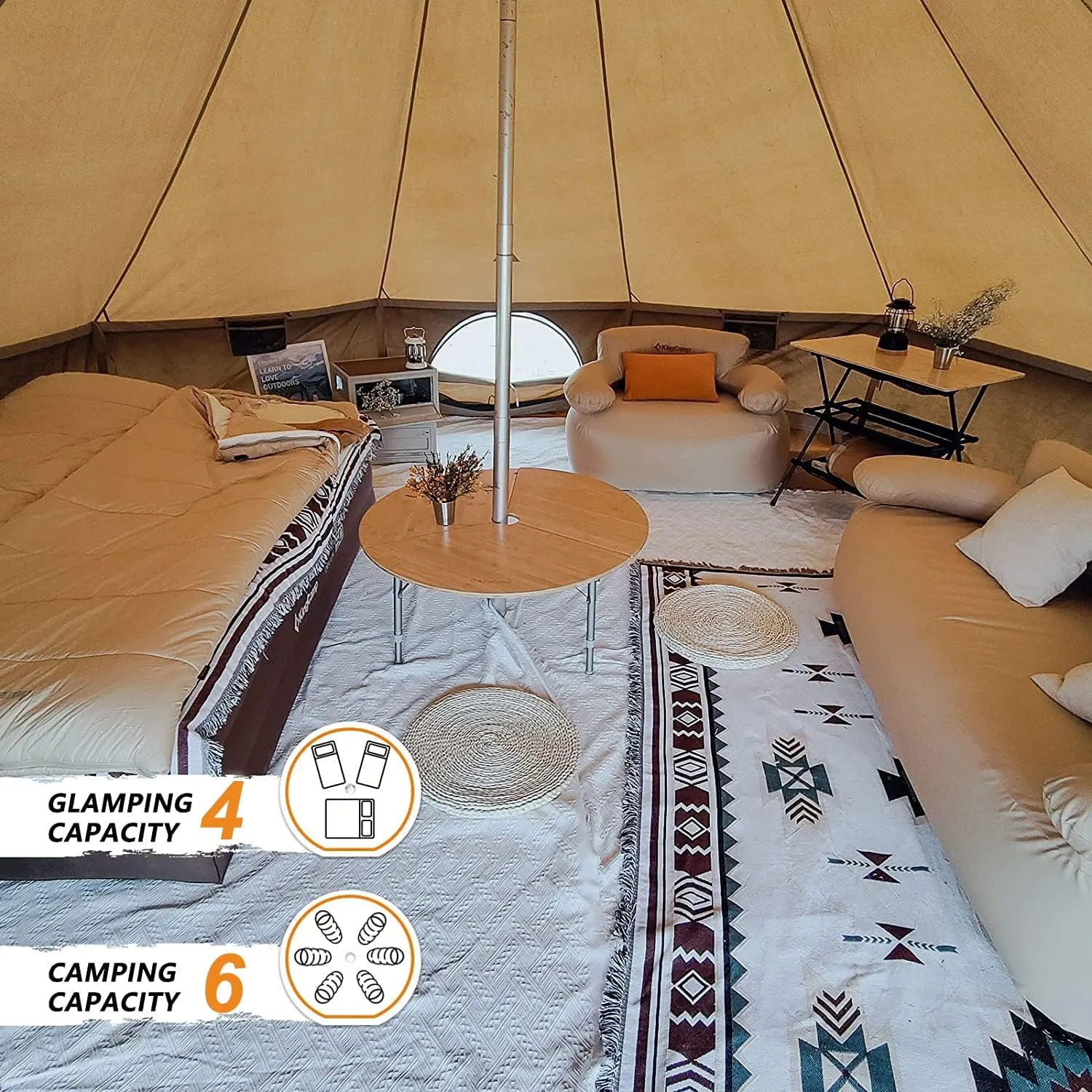 KingCamp Canvas Bell Yurt Tents, 4 Seasons Large Waterproof & Windproof Luxury Glamping Tent w/Stove Jack for Family Outdoor Camping, Hunting, Parties