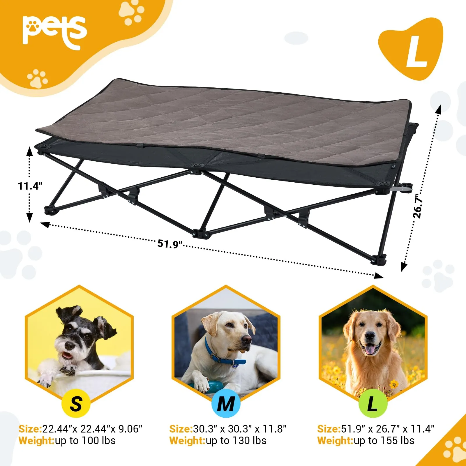 KingCamp PETS SEDUM Dog Cot Elevated Dog Bed