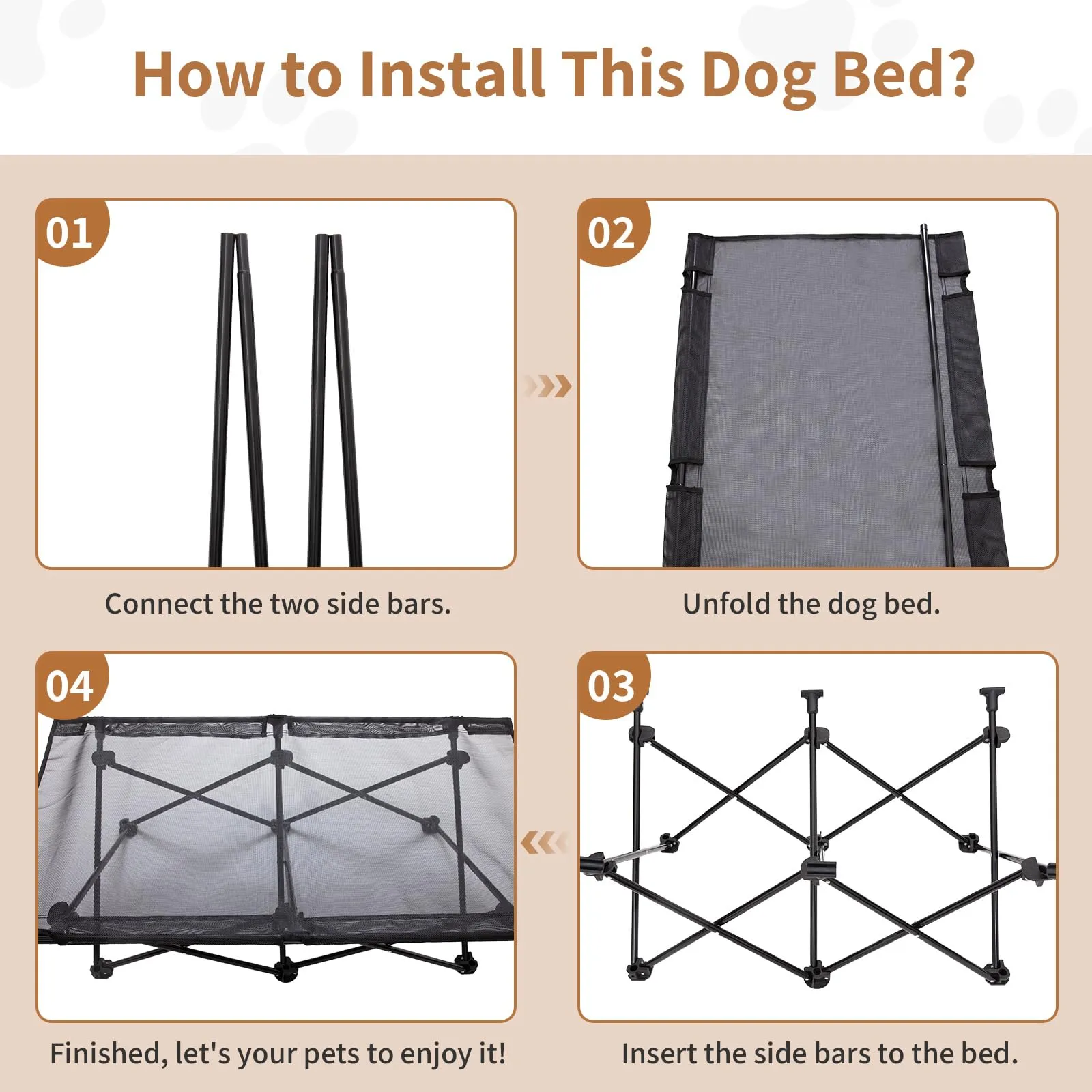 KingCamp PETS SEDUM Elevated Dog Bed with Separate Washable Sleeping Mat