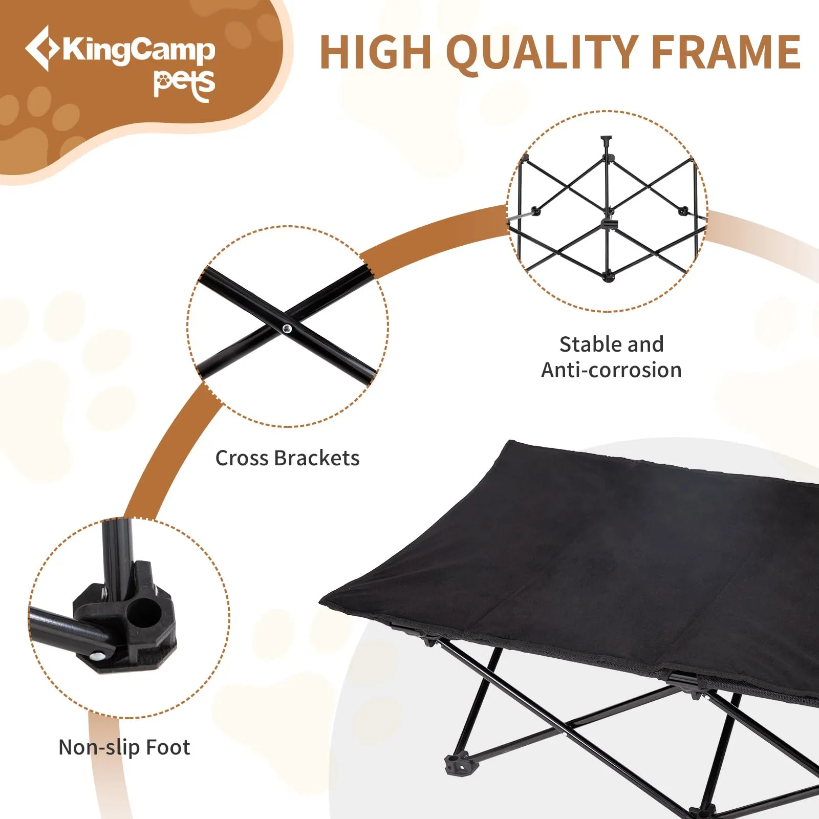 KingCamp PETS SEDUM Elevated Dog Bed with Separate Washable Sleeping Mat
