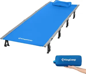 KingCamp Ultralight Oversized Folding Camping Cot for Adults, Extra Wide, Portable, Foldable, Blue, Modern Style