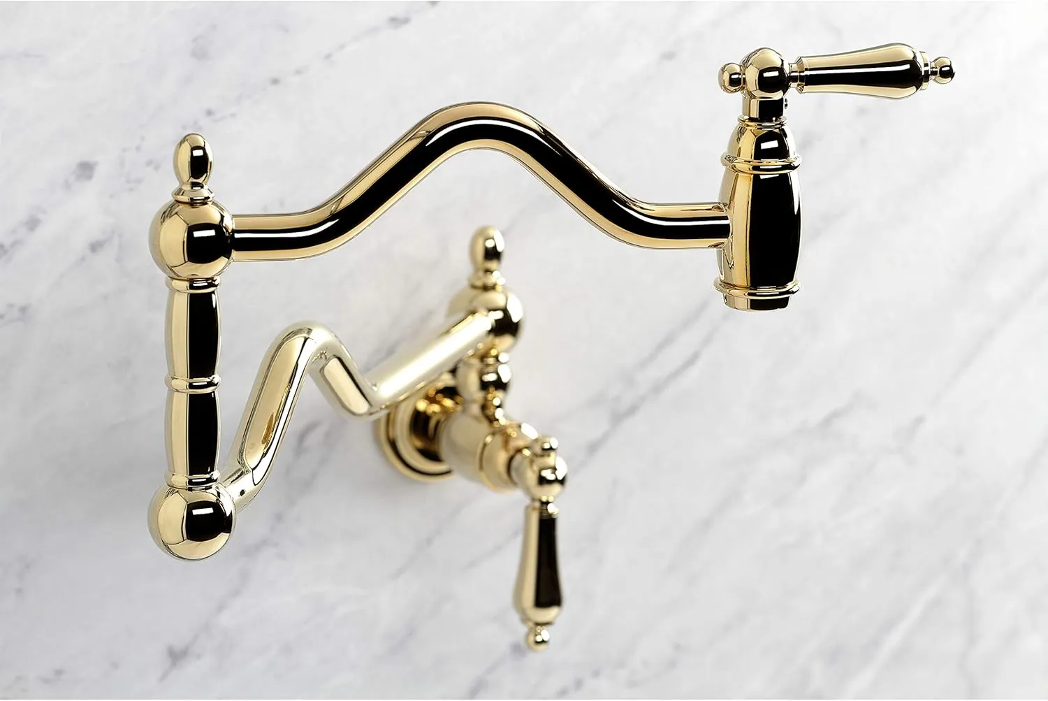 Kingston Brass KS2102AL Heritage Pot Filler, 24.13 x 2.19 x 11.75, Polished Brass