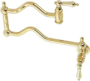 Kingston Brass KS2102AL Heritage Pot Filler, 24.13 x 2.19 x 11.75, Polished Brass