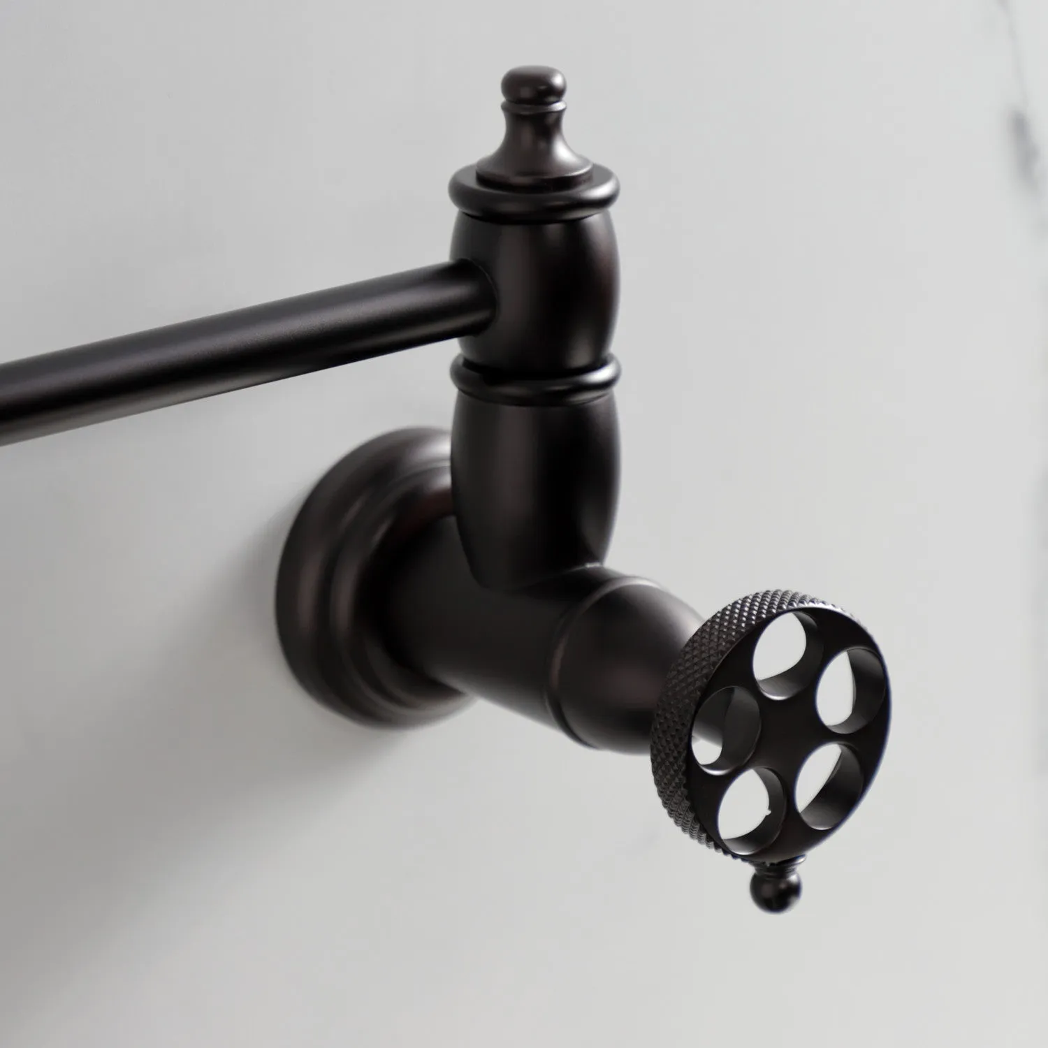 Kingston Brass KS3105RKX Webb Wall Mount Pot Filler Faucet with Knurled Handle, Oil Rubbed Bronze