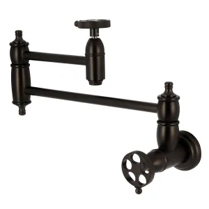 Kingston Brass KS3105RKZ Wendell Wall Mount Pot Filler Faucet with Knurled Handle, Oil Rubbed Bronze
