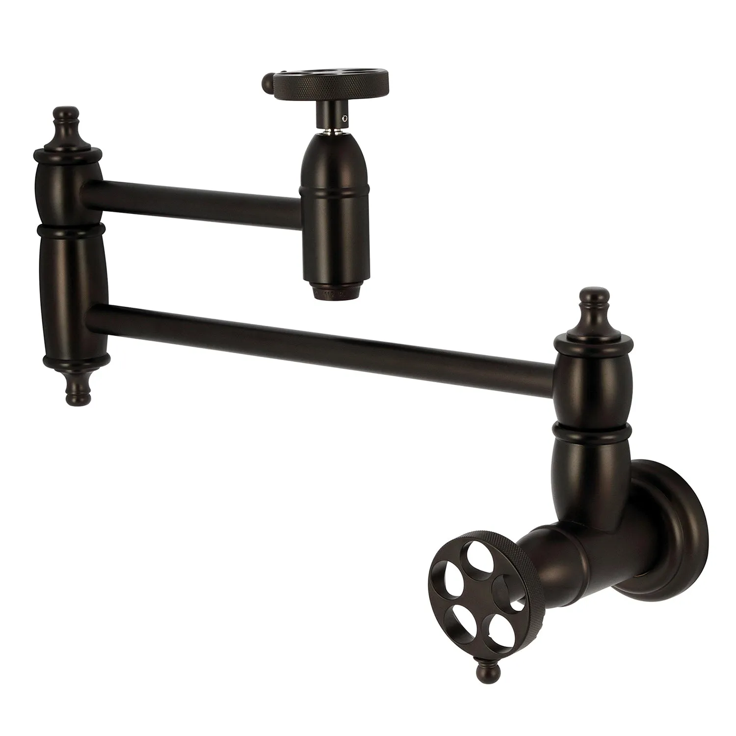 Kingston Brass KS3105RKZ Wendell Wall Mount Pot Filler Faucet with Knurled Handle, Oil Rubbed Bronze