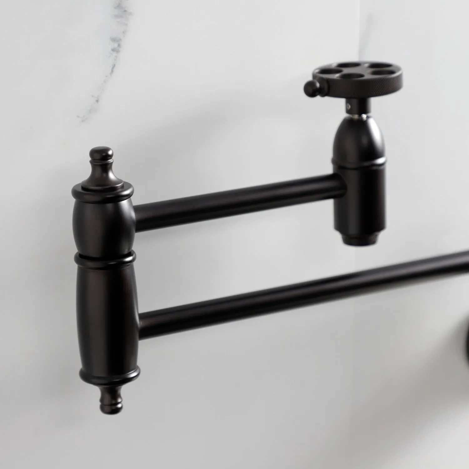 Kingston Brass KS3105RKZ Wendell Wall Mount Pot Filler Faucet with Knurled Handle, Oil Rubbed Bronze