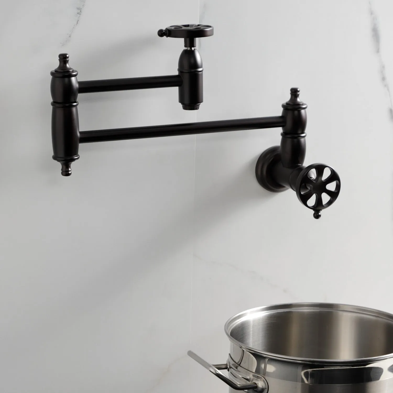 Kingston Brass KS3105RX Belknap Wall Mount Pot Filler Faucet, Oil Rubbed Bronze