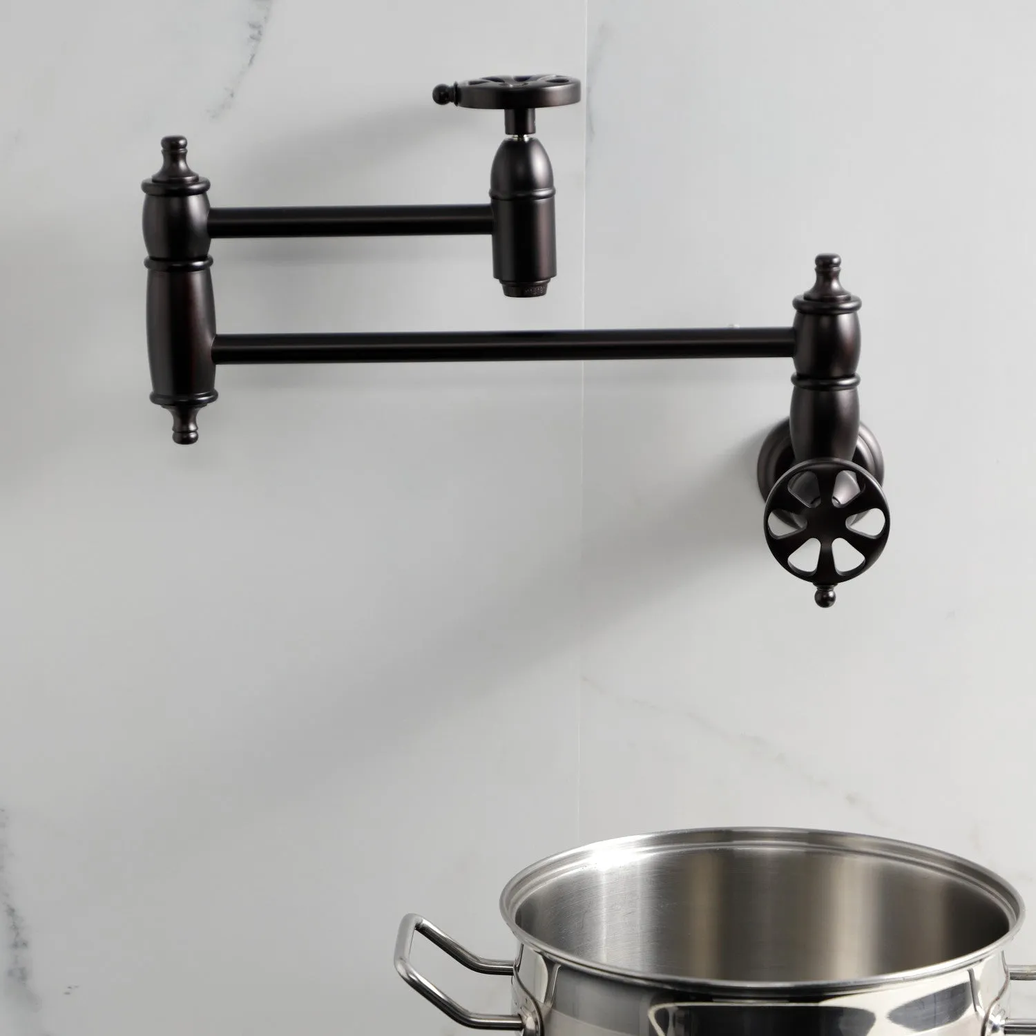 Kingston Brass KS3105RX Belknap Wall Mount Pot Filler Faucet, Oil Rubbed Bronze