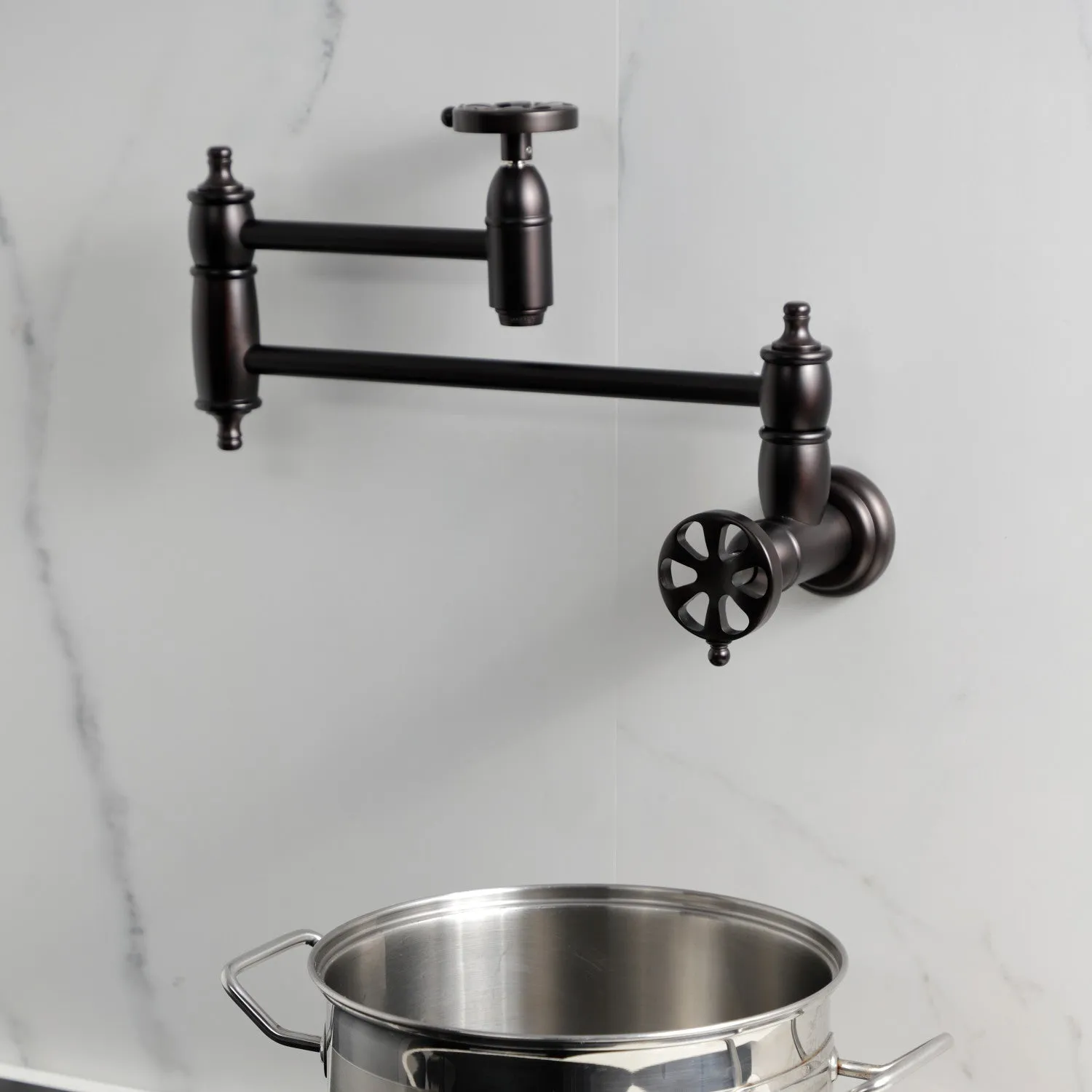 Kingston Brass KS3105RX Belknap Wall Mount Pot Filler Faucet, Oil Rubbed Bronze