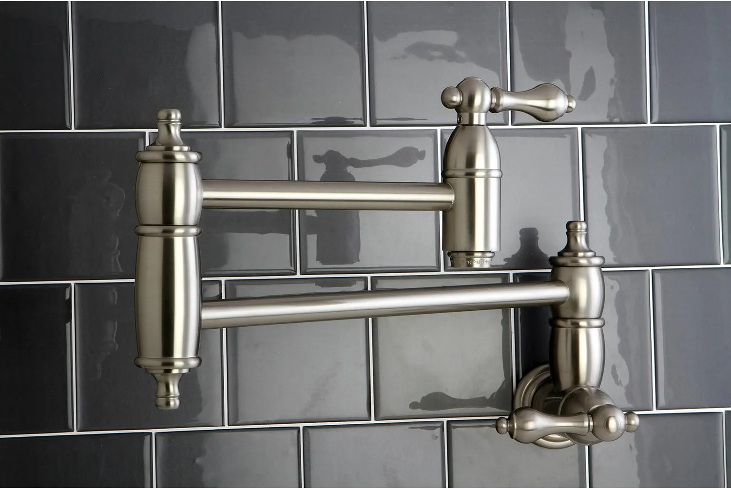 Kingston Brass KS3108AL Restoration Pot Filler, Brushed Nickel,8-1/8-Inch Spout Height