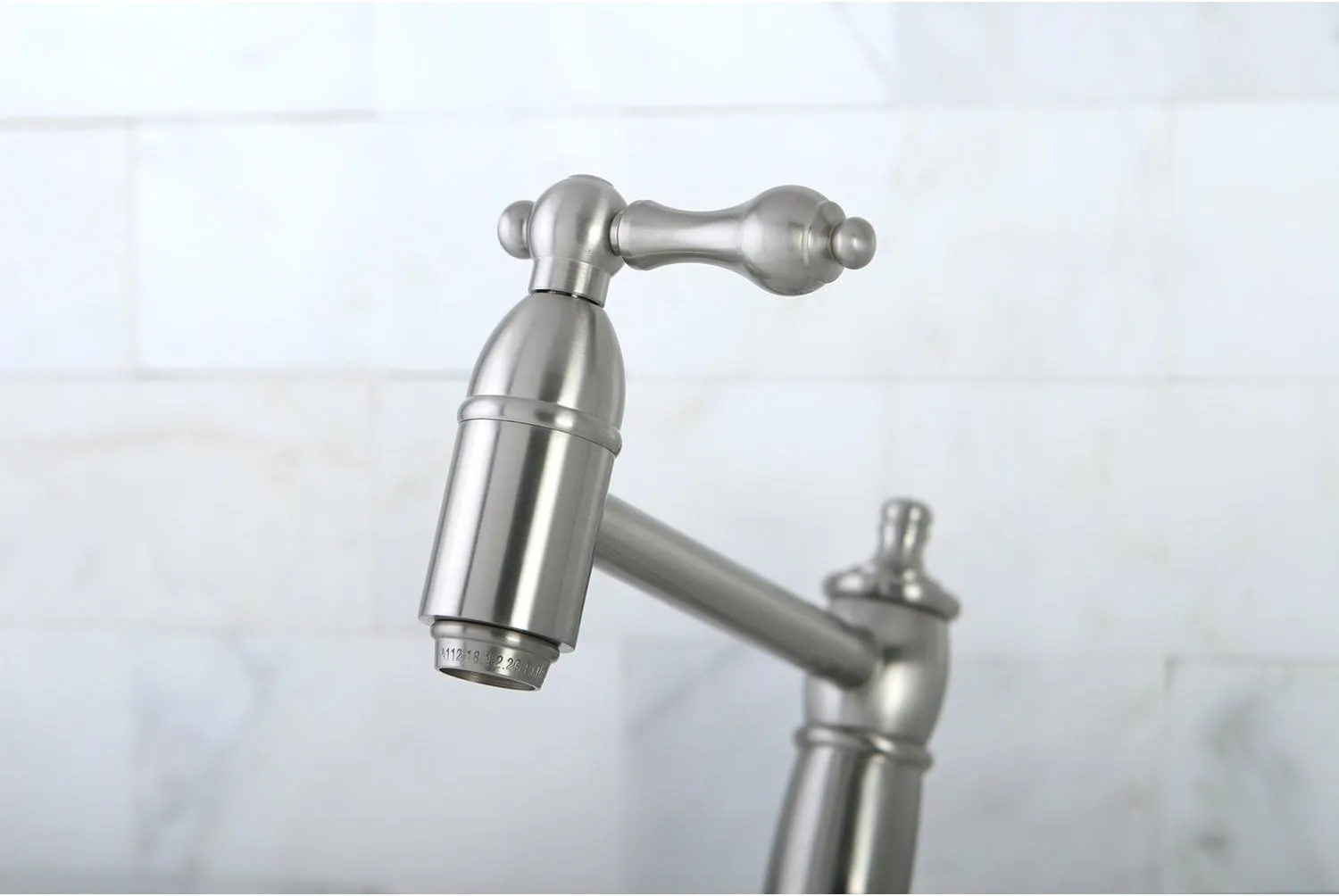 Kingston Brass KS3108AL Restoration Pot Filler, Brushed Nickel,8-1/8-Inch Spout Height