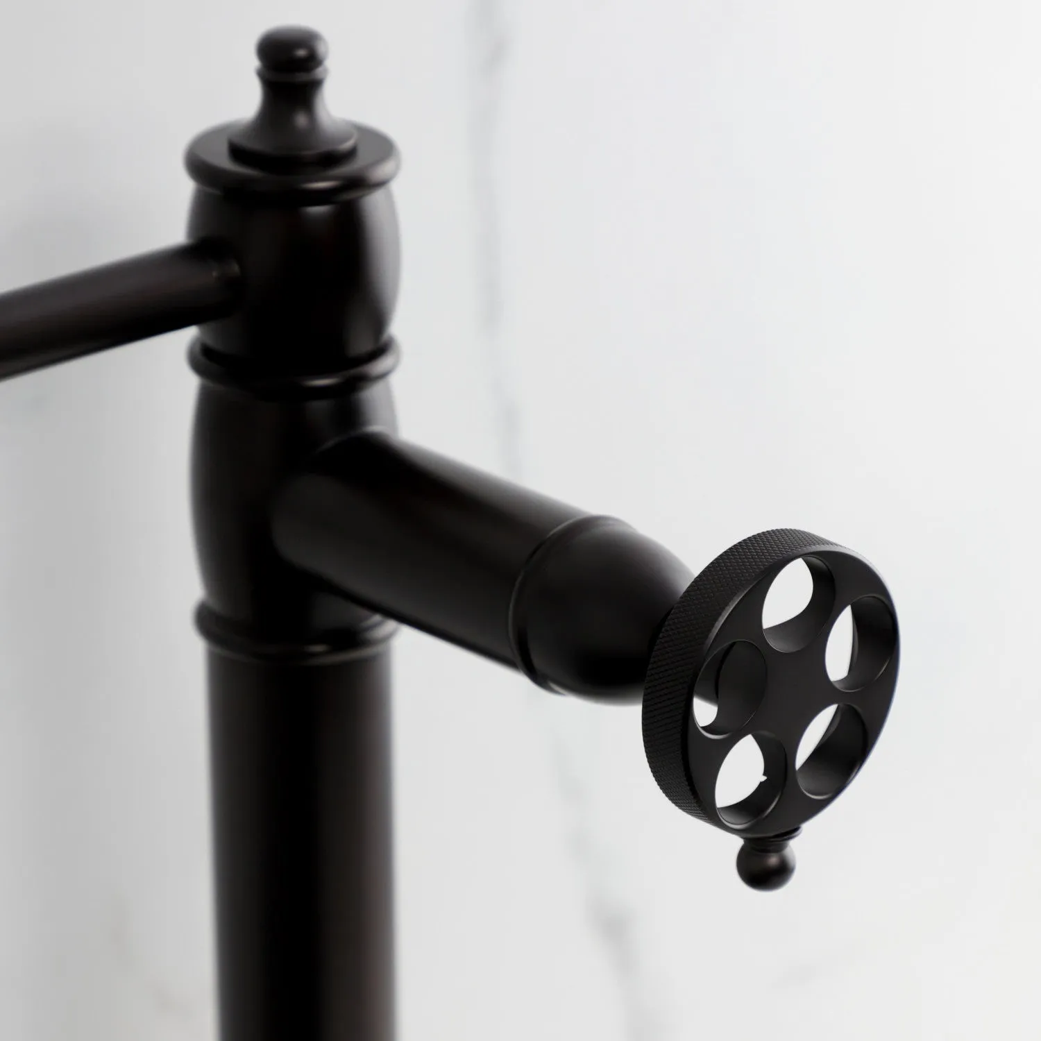Kingston Brass KS3705RKZ Wendell Deck Mount Pot Filler Faucet with Knurled Handle, Oil Rubbed Bronze