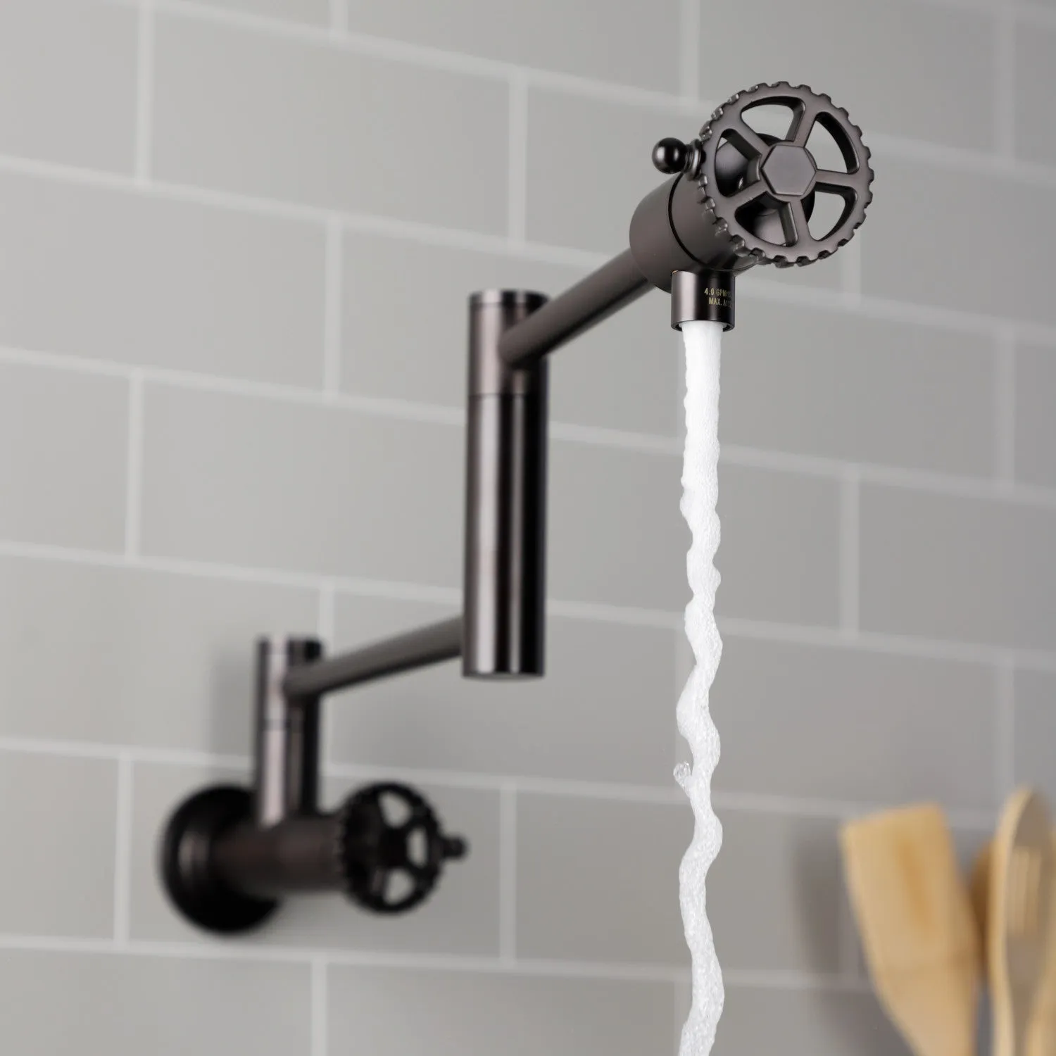 Kingston Brass KS4105CG Fuller Wall Mount Pot Filler Faucet, Oil Rubbed Bronze