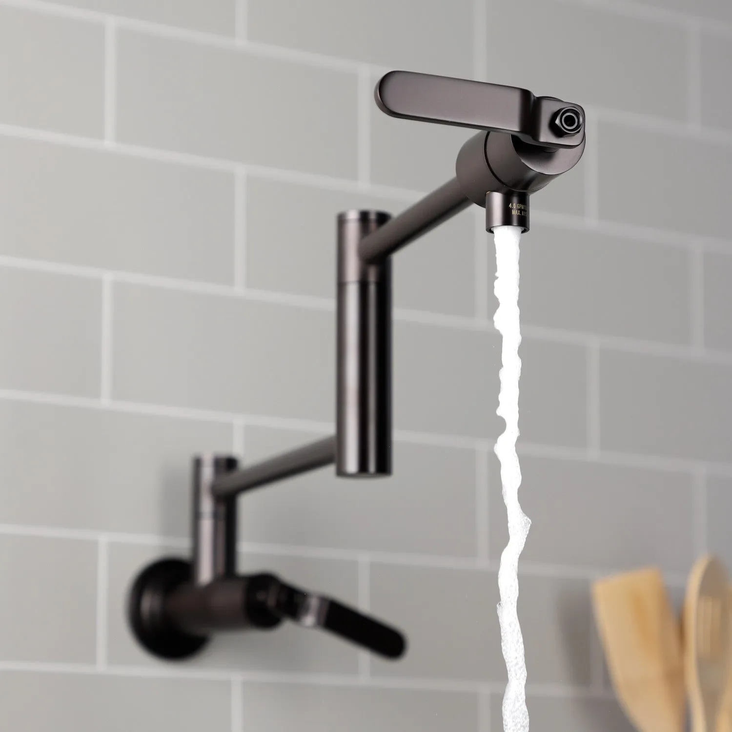 Kingston Brass KS4105KL Whitaker Wall Mount Pot Filler Faucet, Oil Rubbed Bronze