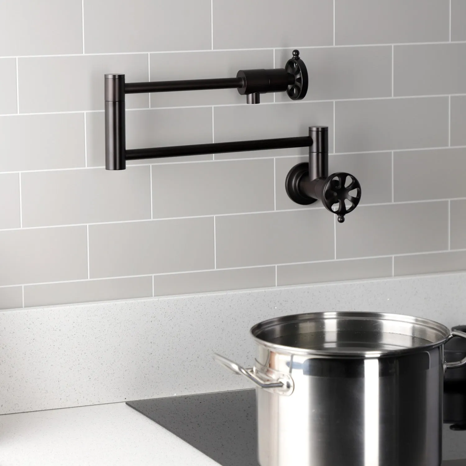 Kingston Brass KS4105RX Belknap Wall Mount Pot Filler Faucet, Oil Rubbed Bronze