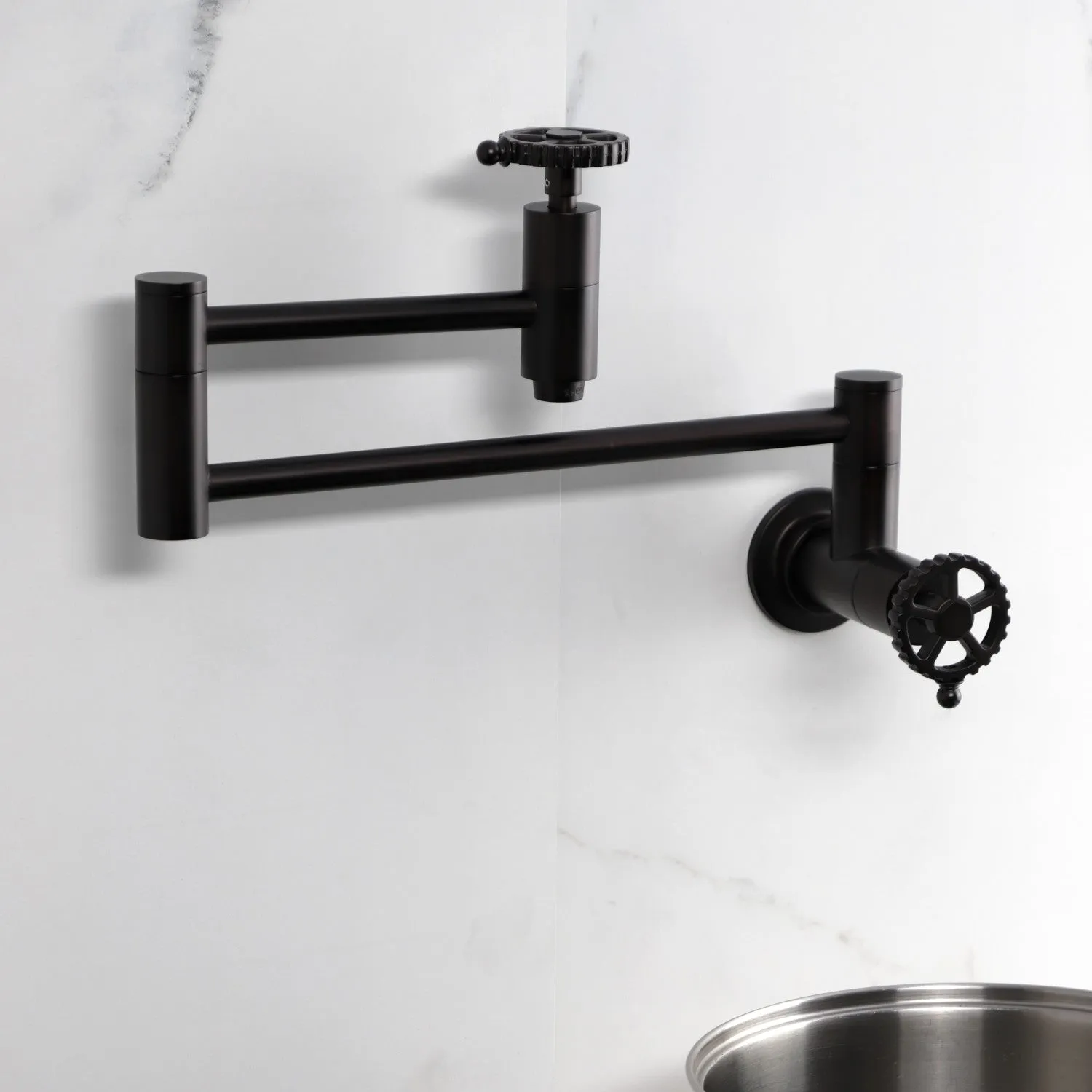 Kingston Brass KS8105CG Fuller Wall Mount Pot Filler Faucet, Oil Rubbed Bronze
