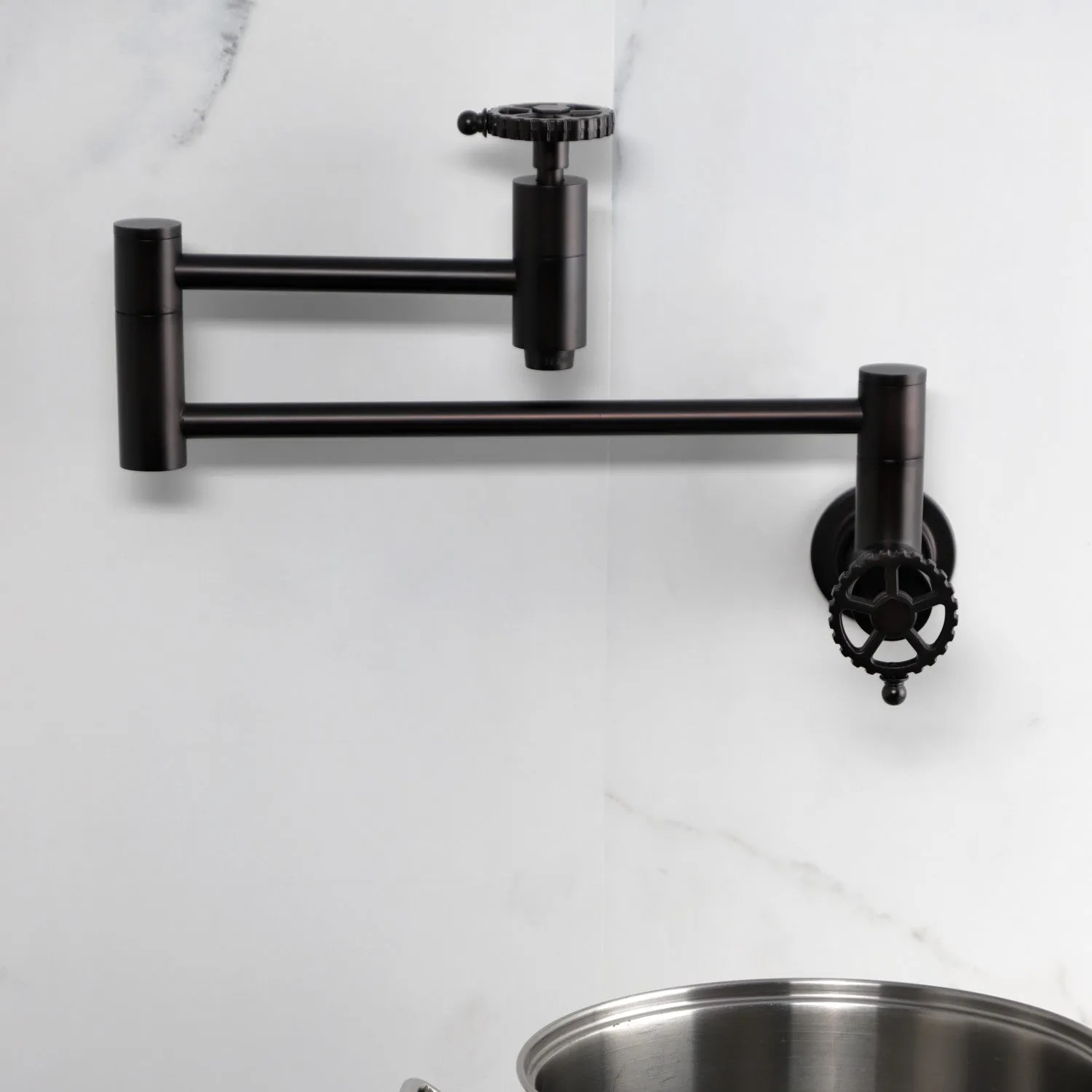 Kingston Brass KS8105CG Fuller Wall Mount Pot Filler Faucet, Oil Rubbed Bronze