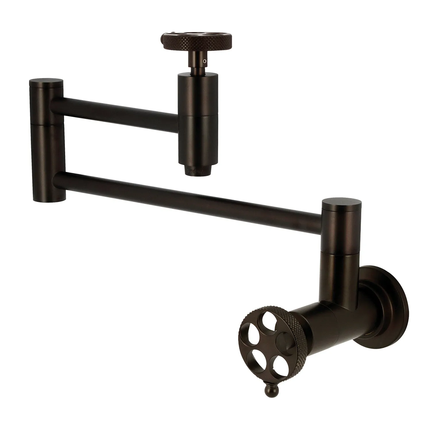 Kingston Brass KS8105RKX Webb Wall Mount Pot Filler Faucet with Knurled Handle, Oil Rubbed Bronze