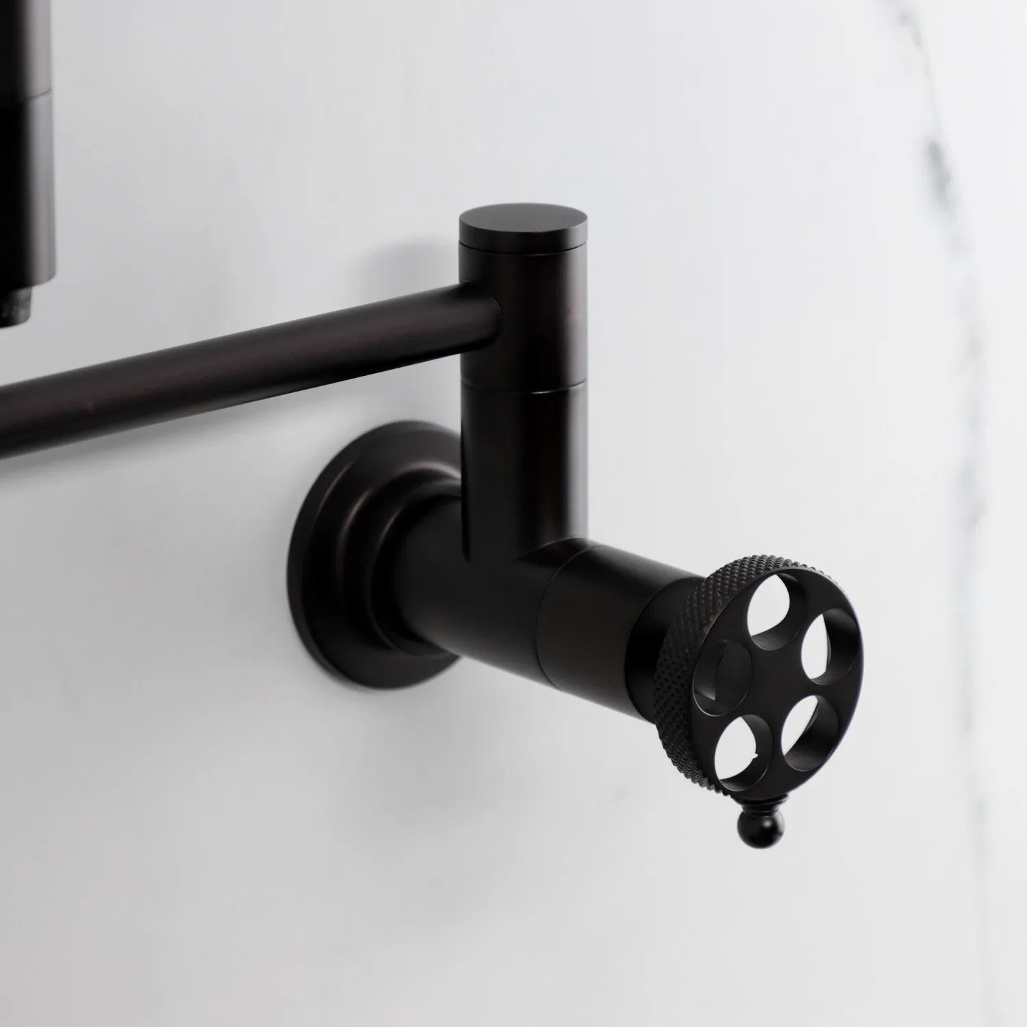Kingston Brass KS8105RKX Webb Wall Mount Pot Filler Faucet with Knurled Handle, Oil Rubbed Bronze