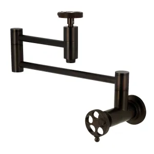Kingston Brass KS8105RKX Webb Wall Mount Pot Filler Faucet with Knurled Handle, Oil Rubbed Bronze