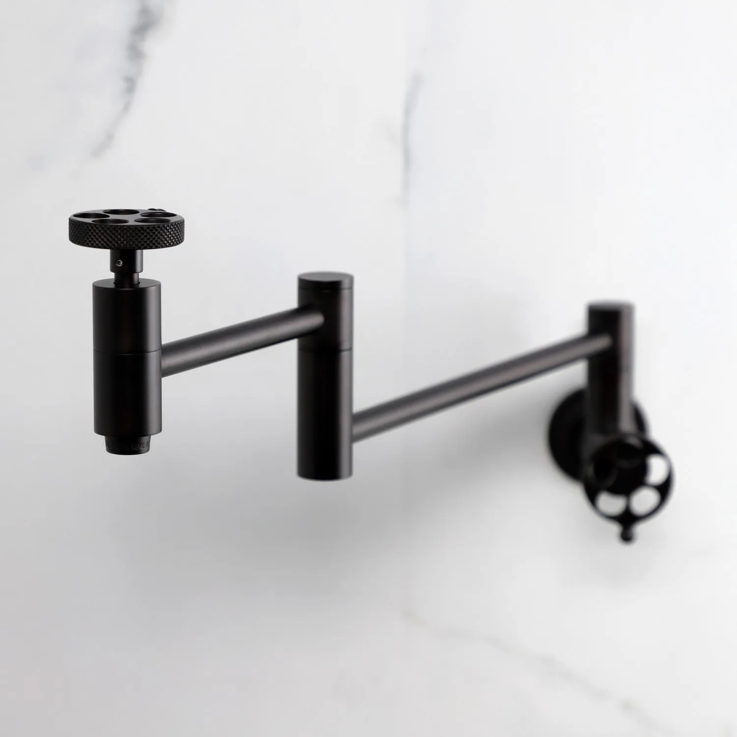 Kingston Brass KS8105RKX Webb Wall Mount Pot Filler Faucet with Knurled Handle, Oil Rubbed Bronze