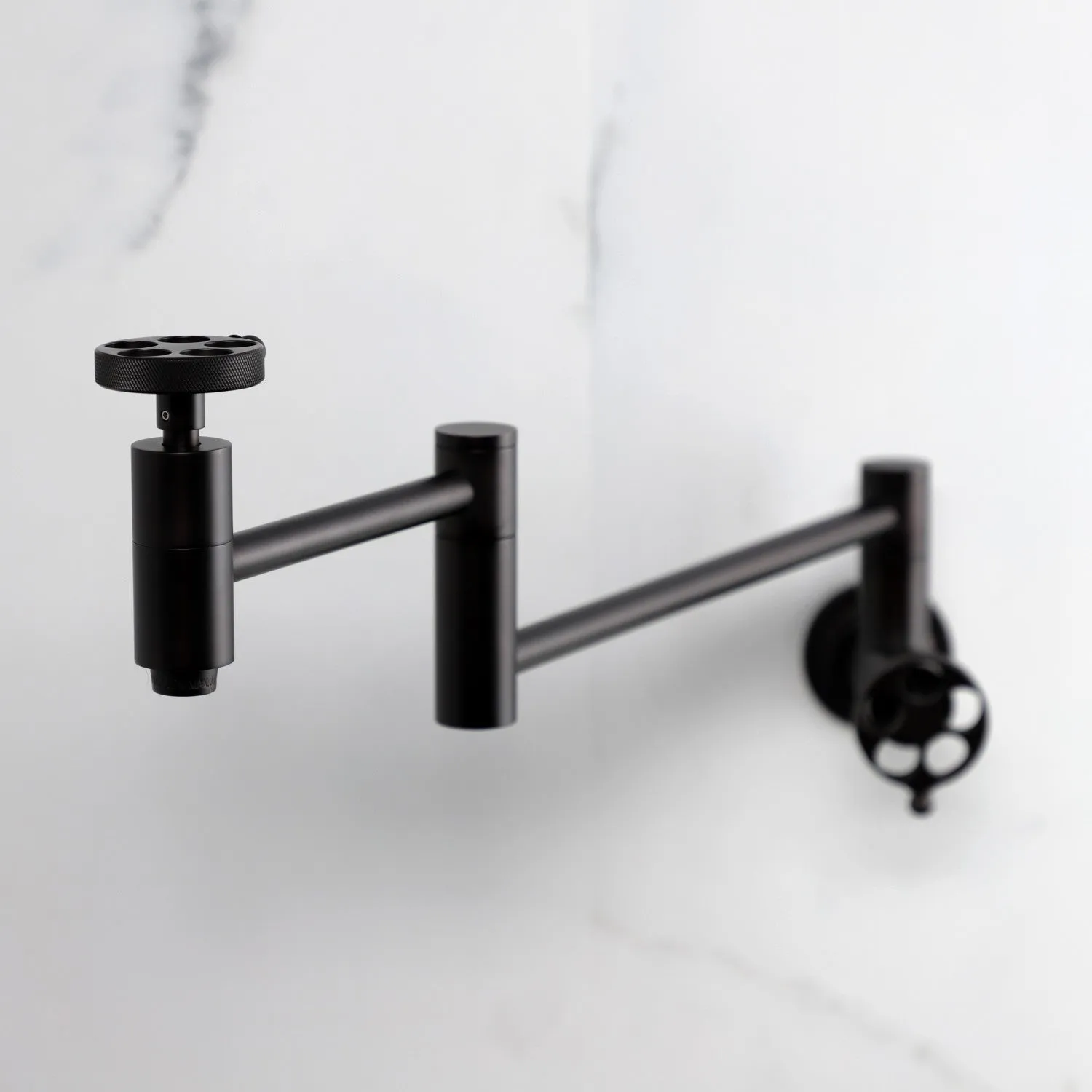 Kingston Brass KS8105RKZ Wendell Wall Mount Pot Filler Faucet with Knurled Handle, Oil Rubbed Bronze