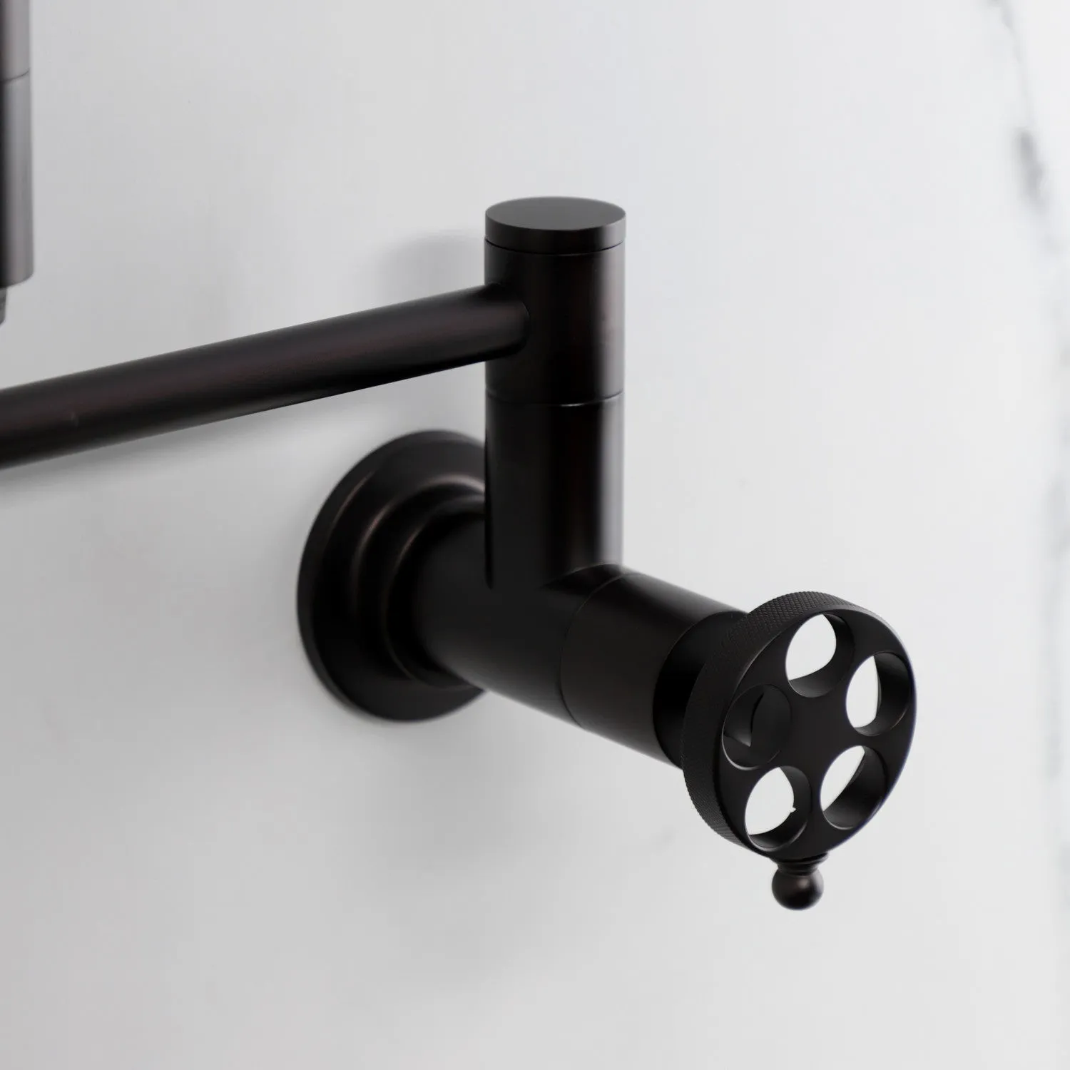 Kingston Brass KS8105RKZ Wendell Wall Mount Pot Filler Faucet with Knurled Handle, Oil Rubbed Bronze