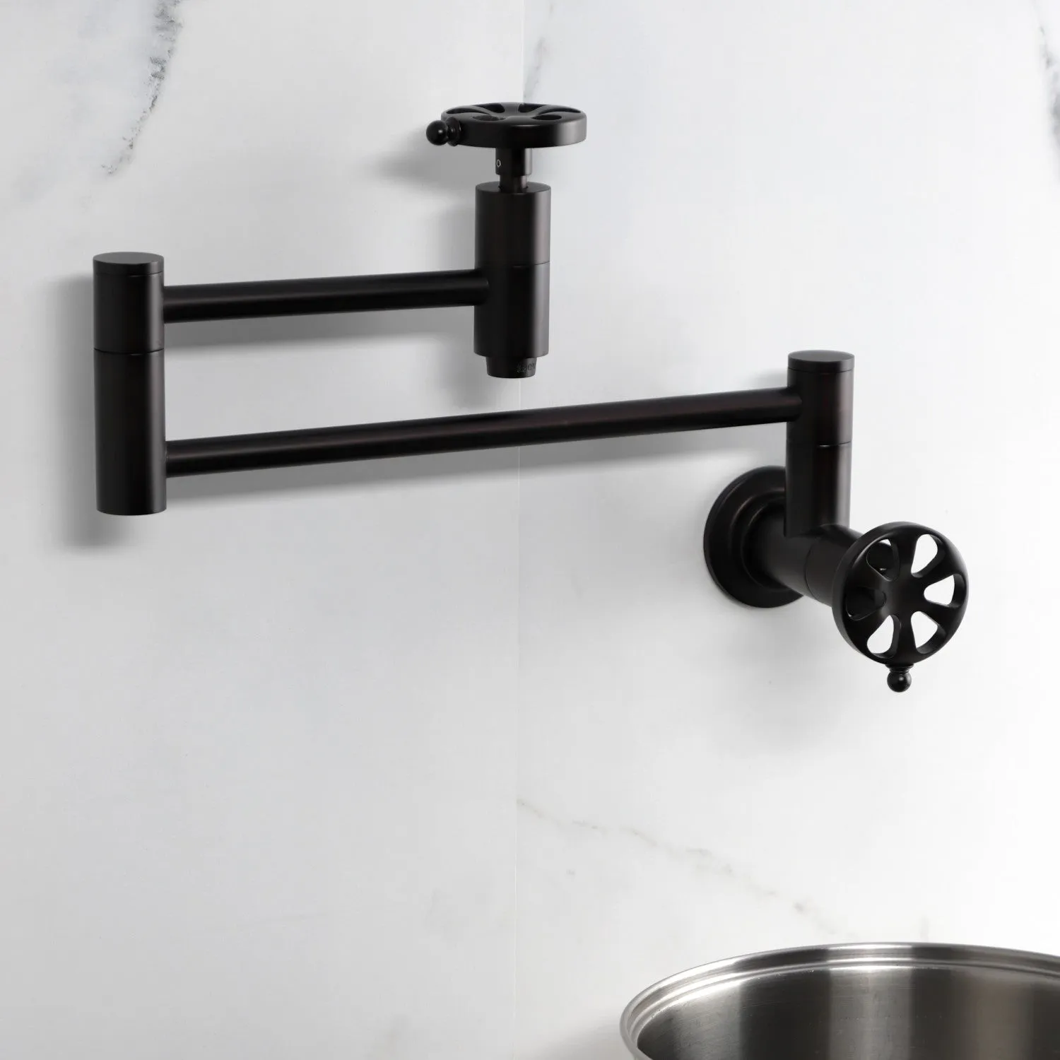 Kingston Brass KS8105RX Belknap Wall Mount Pot Filler Faucet, Oil Rubbed Bronze