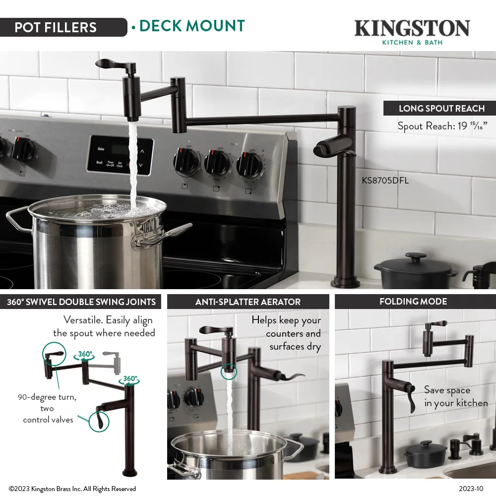 Kingston Brass KS8705DFL NuWave Deck Mount Pot Filler Faucet, Oil Rubbed Bronze