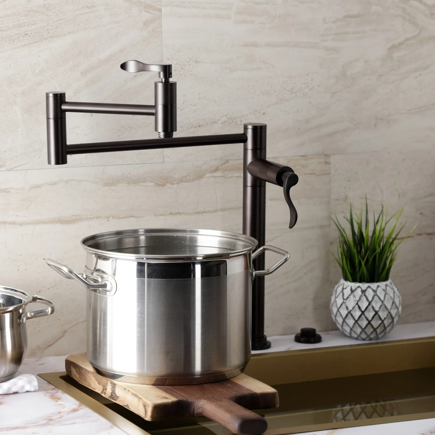 Kingston Brass KS8705DFL NuWave Deck Mount Pot Filler Faucet, Oil Rubbed Bronze