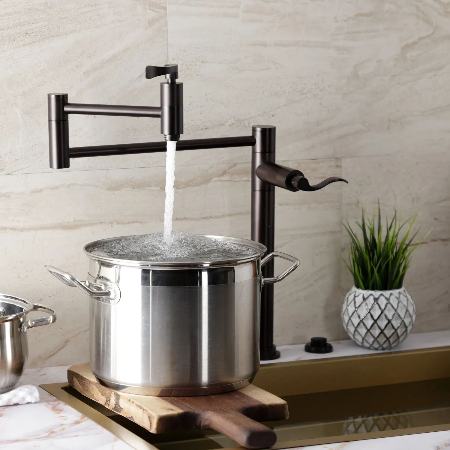 Kingston Brass KS8705DFL NuWave Deck Mount Pot Filler Faucet, Oil Rubbed Bronze