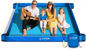 KPCB Tech Beach Blanket Sandproof Waterproof with Fence, 10' x 9' Sand Proof Beach Mat with 4 Weighted SandBags, Portable & Durable Extra Large Sand Free Mats