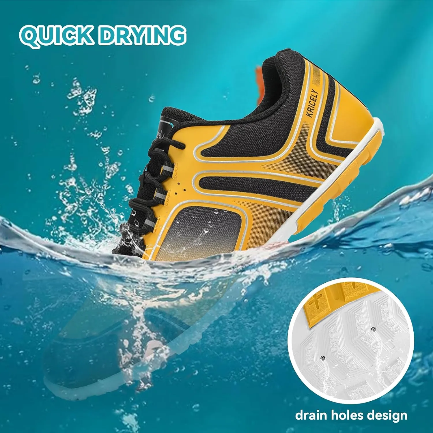 Kricely Water Shoes Men Quick Drying Outdoor Barefoot Minimalist Wide Toe Box Shoes Grounded Footwear for Beach Fishing Fitness Workout Athletic Sneakers
