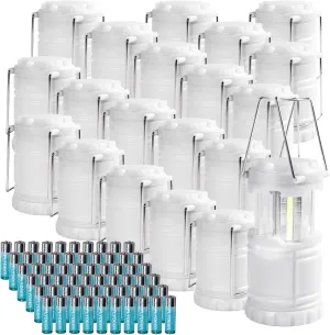KUNHE LED 20 Pack Glow-in-The-Dark Camping Lanterns Battery Powered (Includes 60 AA Alkaline Batteries) 350 Lumens IPX4 Water Resistant Lanterns for Power Outages Emergency Hurricane Storms