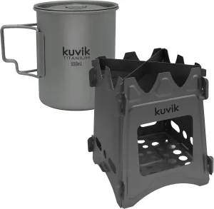 Kuvik 550ml (18.6 oz) Titanium Cup & Titanium Wood Stove Bundle