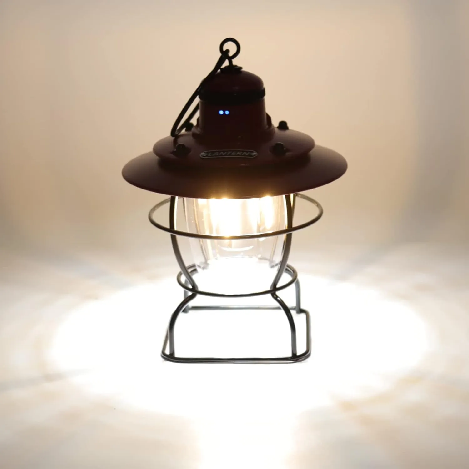 Lantern, Rechargeable Lantern Rechargeable Lamp with LED Indicators Multifunctional Outdoor Portable for Camping (Red Black)