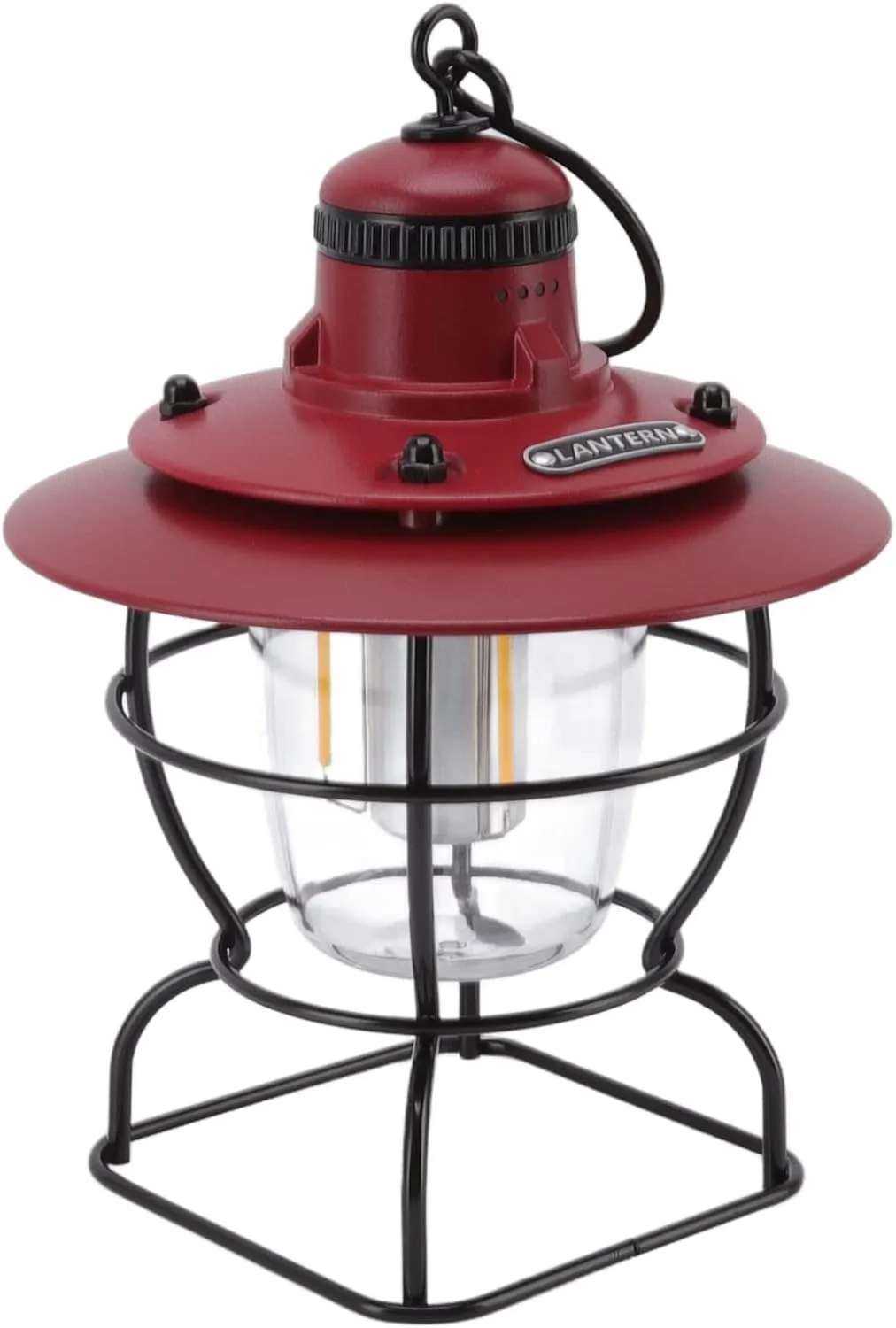 Lantern, Rechargeable Lantern Rechargeable Lamp with LED Indicators Multifunctional Outdoor Portable for Camping (Red Black)