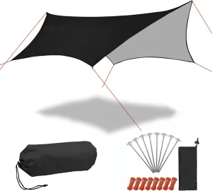 Large Camping tarps Waterproof, 15x15ft Hammock Rain Fly, Portable and Light Weight tarps with Tent Stakes and Wind Ropes for Camping Backpacking Festival Fishing Hiking Picnic